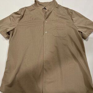 Button up Khaki T-shirt Men Size L